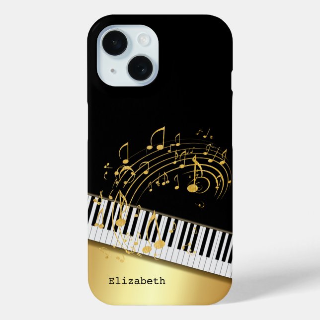 ETrendy Black Gold Music Notes,Piano Keys  Case-Mate iPhone Case (Back)