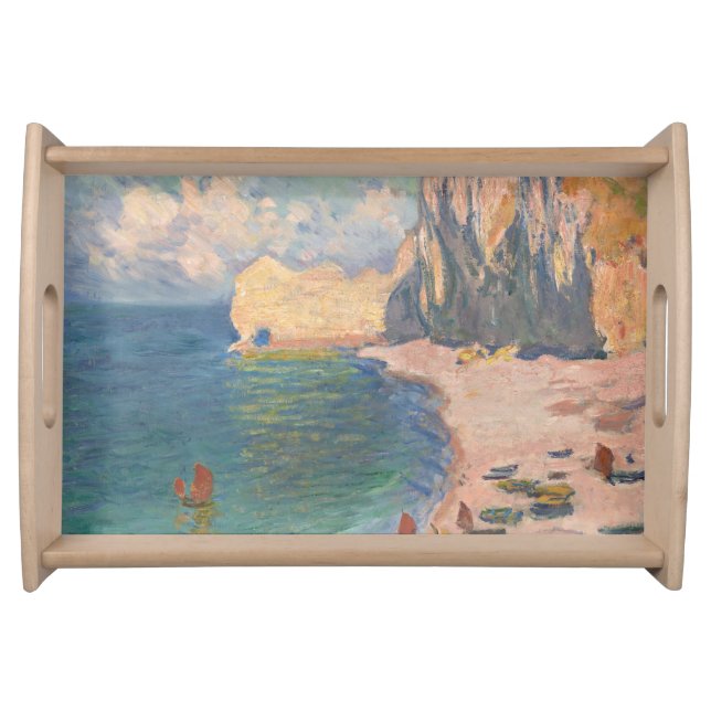 Étretat: The Beach and the Falaise by Claude Monet Serving Tray (Front)