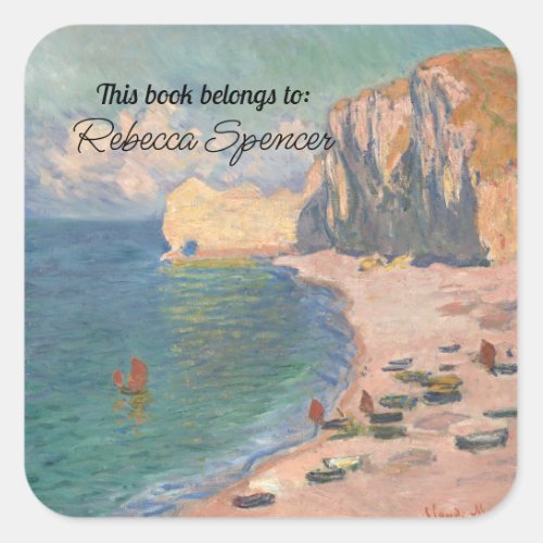 tretat The Beach and the Falaise by Claude Monet Square Sticker