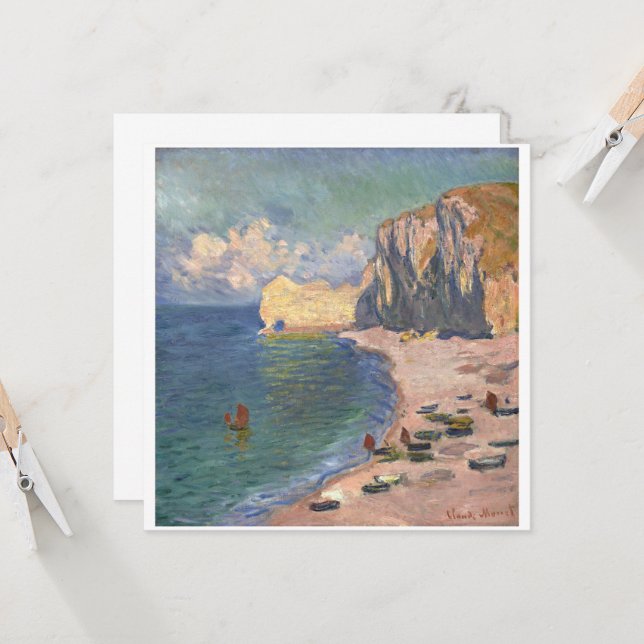 Étretat, The Beach and the Falaise d’Amont, Monet (Front/Back In Situ)