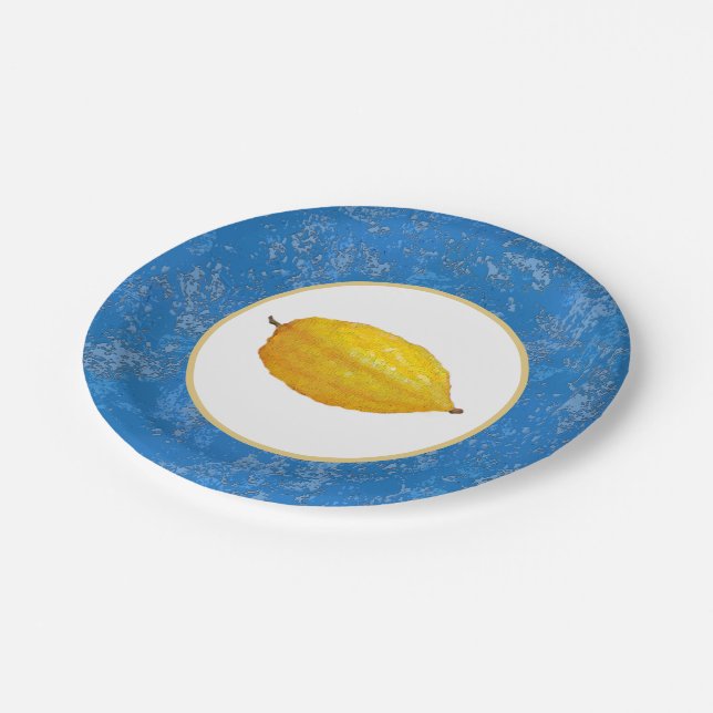Etrogs for Sukkot Paper Plates (Angled)