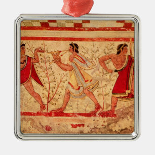 Etruscan musicians metal ornament