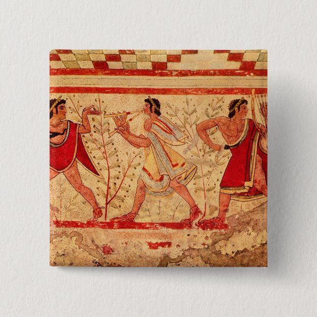 Etruscan musicians pinback button (Front)