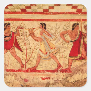 Etruscan musicians square sticker