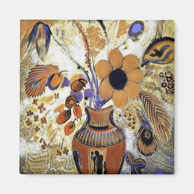 Etruscan Vase with Flowers, Redon Magnet (Front)