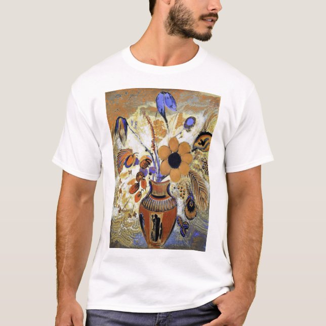Etruscan Vase with Flowers, Redon T-Shirt (Front)