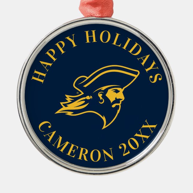 ETSU Buccaneer Logo Metal Ornament (Front)