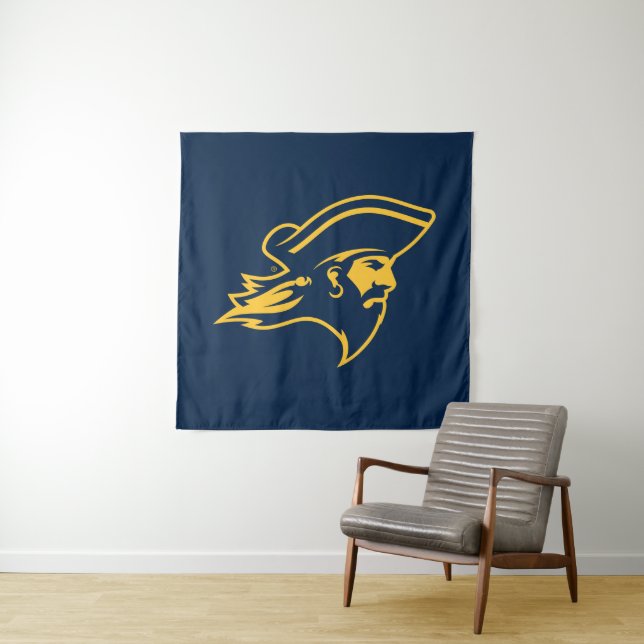 ETSU Buccaneer Logo Tapestry (In Situ)