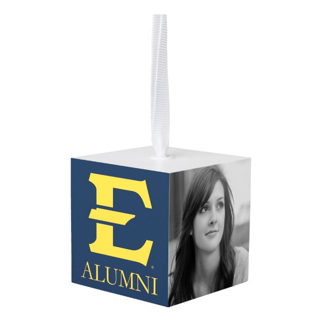 ETSU Buccaneers Alumni Cube Ornament (Back Angled)