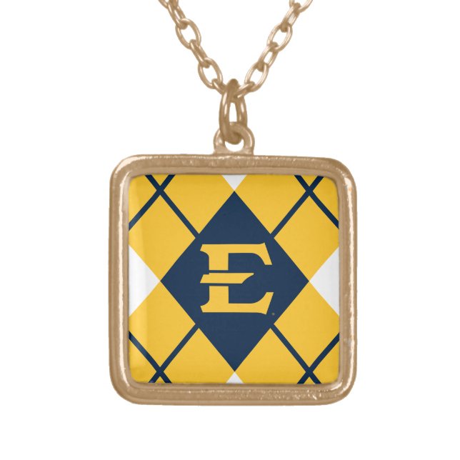 ETSU Buccaneers Argyle Pattern Gold Plated Necklace (Front)