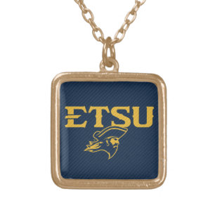 ETSU Buccaneers Carbon Fiber Pattern Gold Plated Necklace