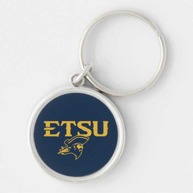 ETSU Buccaneers Carbon Fiber Pattern Keychain (Front)