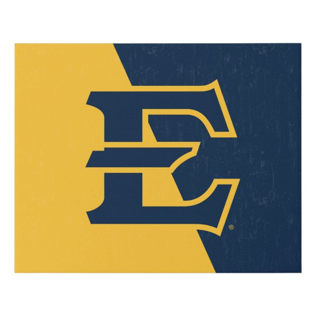 ETSU Buccaneers  Color Block Distressed Faux Canvas Print (Front)