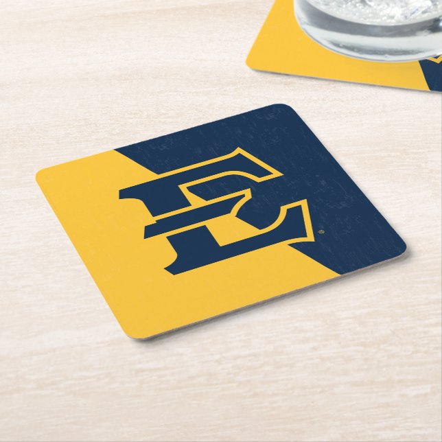 ETSU Buccaneers  Color Block Distressed Square Paper Coaster (Angled)