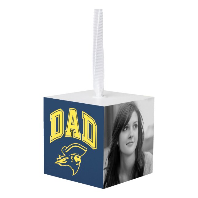 ETSU Buccaneers Dad Cube Ornament (Back Angled)