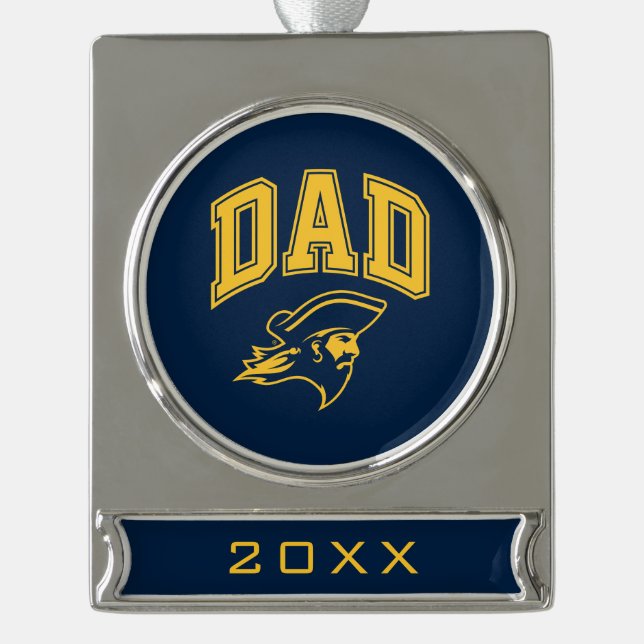 ETSU Buccaneers Dad Silver Plated Banner Ornament (Front)