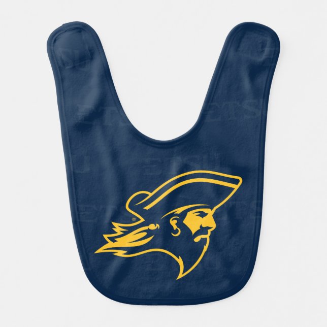 ETSU Buccaneers  Logo Watermark Baby Bib (Front)