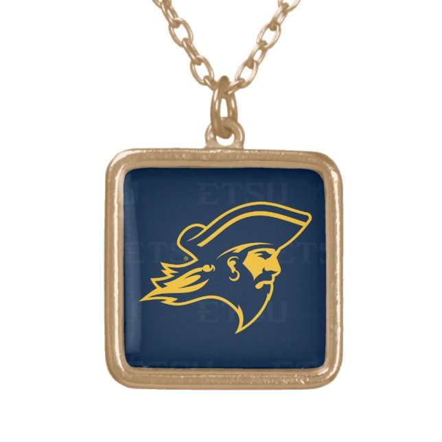 ETSU Buccaneers  Logo Watermark Gold Plated Necklace (Front)