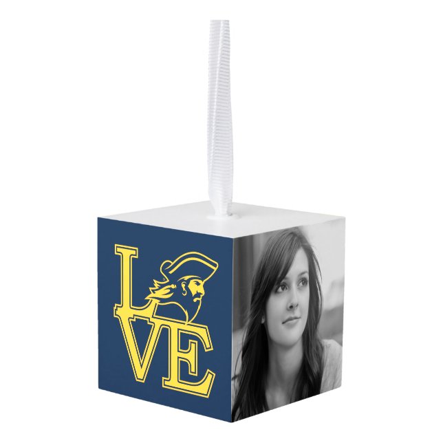 ETSU Buccaneers Love Cube Ornament (Back Angled)