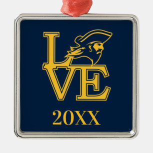 ETSU Buccaneers Love Metal Ornament