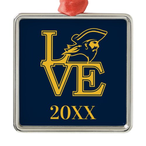 ETSU Buccaneers Love Metal Ornament