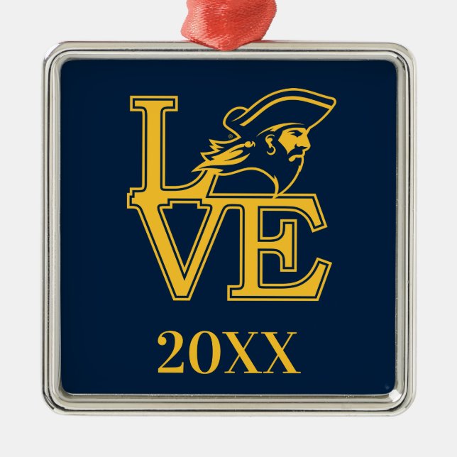 ETSU Buccaneers Love Metal Ornament (Front)