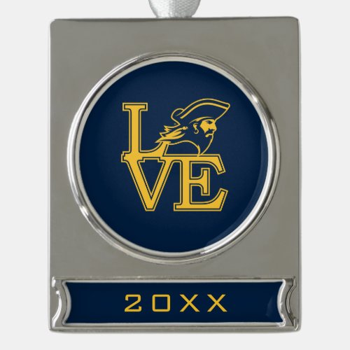 ETSU Buccaneers Love Silver Plated Banner Ornament