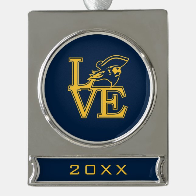 ETSU Buccaneers Love Silver Plated Banner Ornament (Front)