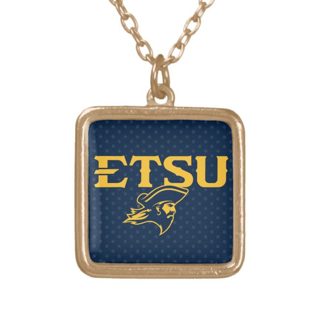 ETSU Buccaneers Polka Dot Pattern Gold Plated Necklace (Front)