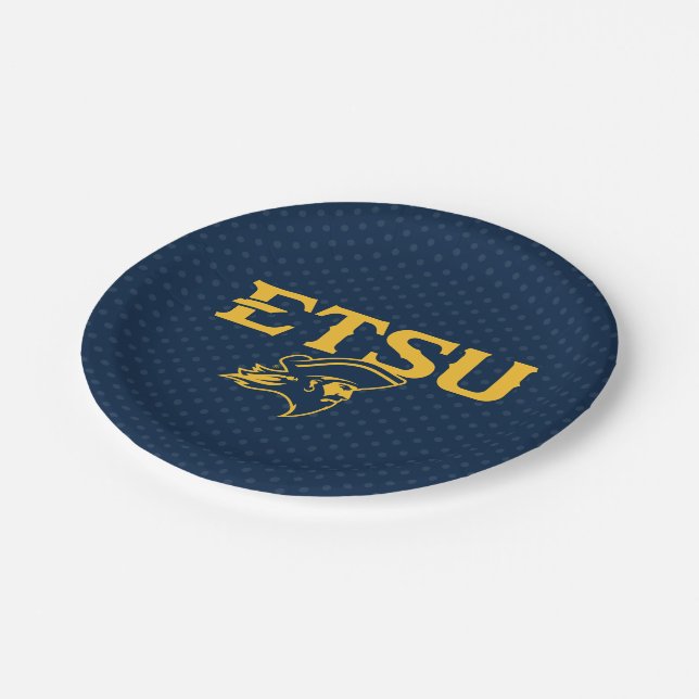 ETSU Buccaneers Polka Dot Pattern Paper Plates (Angled)
