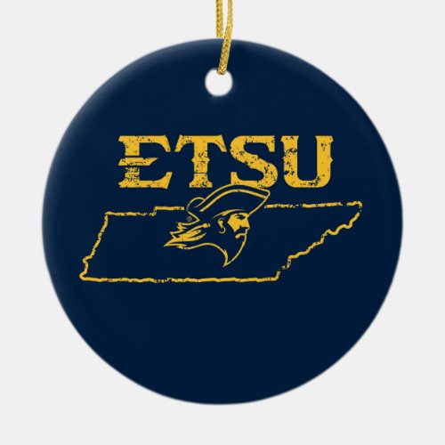 ETSU Buccaneers State Love Ceramic Ornament