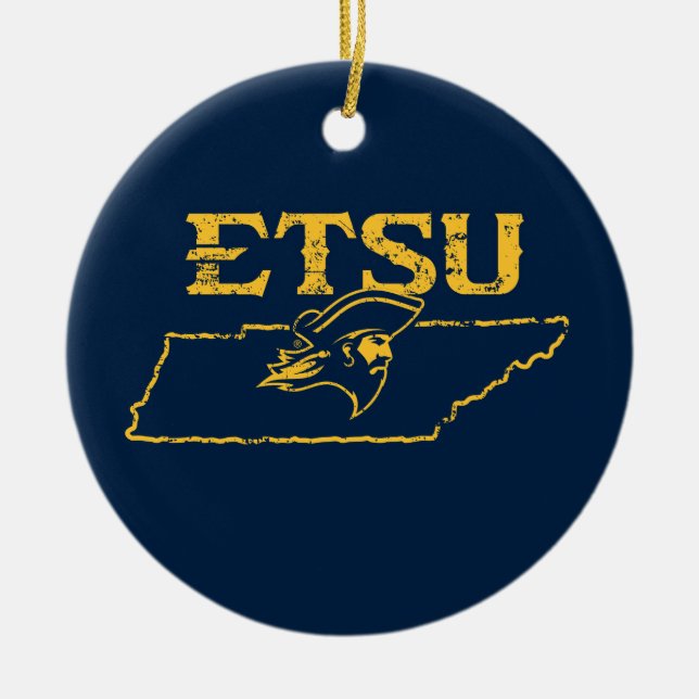 ETSU Buccaneers State Love Ceramic Ornament (Front)
