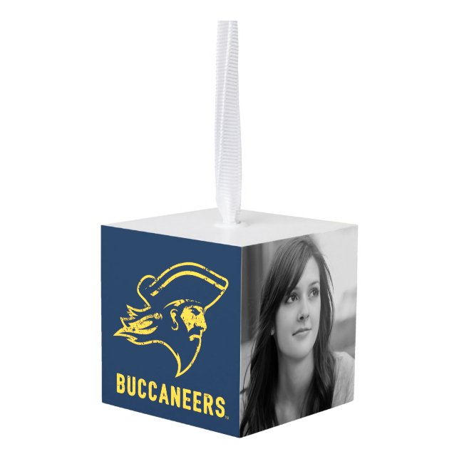 ETSU Buccaneers Vintage Cube Ornament (Back Angled)