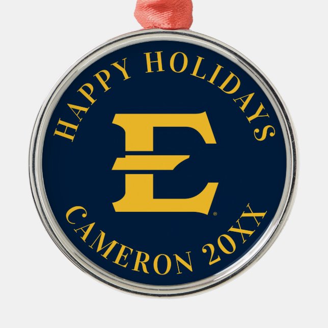 ETSU Primary Mark Metal Ornament (Front)