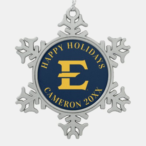 ETSU Primary Mark Snowflake Pewter Christmas Ornament