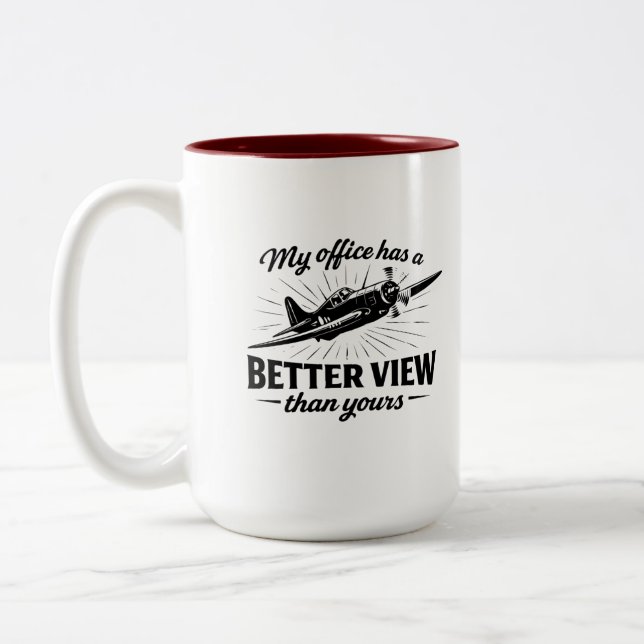 etter View Pilot WWII Plane Humor Tee Two-Tone Coffee Mug (Left)