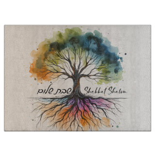 Etz Chayim Tree of Life Shabbat Shalom Challah Cutting Board