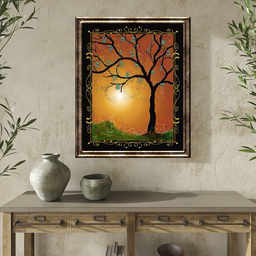 Etz Chayim _ Tree of Life with Hebrew Alphabet Art Photo Print