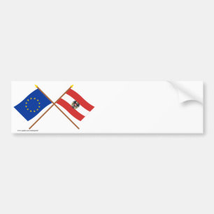 EU and Austria Crossed Flags Bumper Sticker