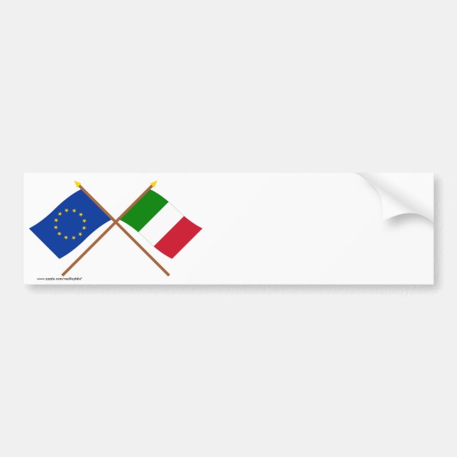 EU and Italy Crossed Flags Bumper Sticker (Front)