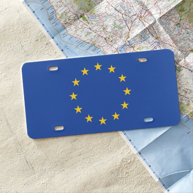 EU European Union Flag License Plate (In Situ)