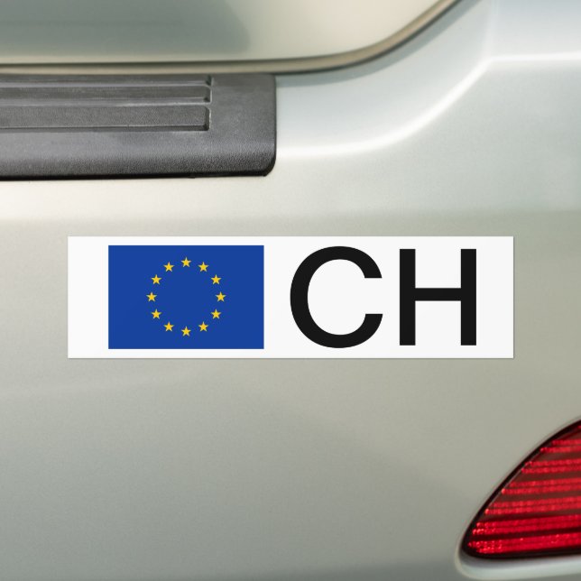 EU flag bumper sticker with country code letters (On Car)