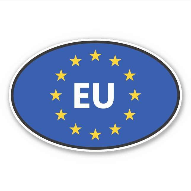 EU flag European Union country code oval vinyl car Sticker (Front)