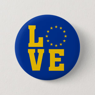 EU Flag, European Union, LOVE Pinback Button