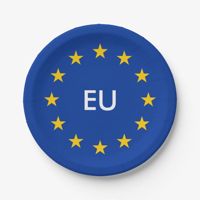 EU flag paper party plates for European Union (Front)