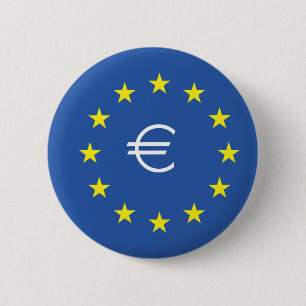 EU flag.with EURO Symbol Pinback Button