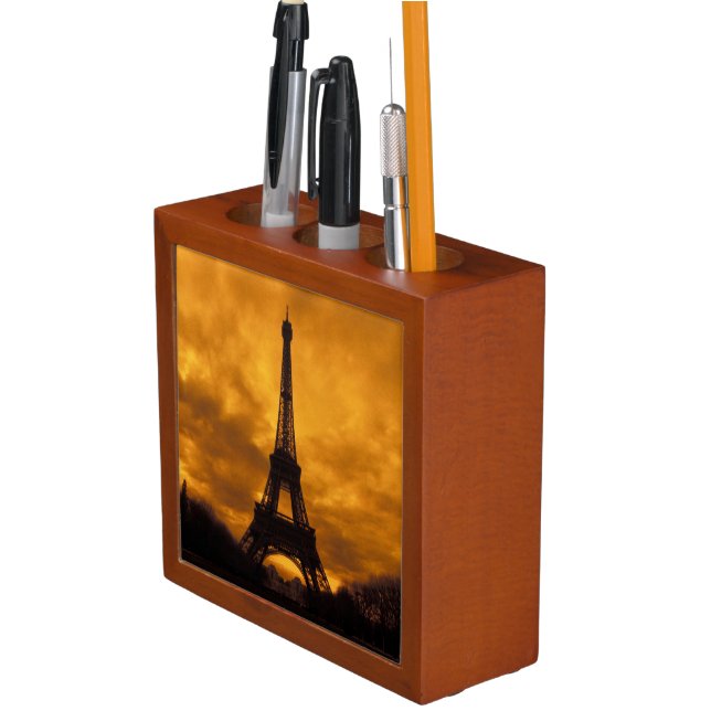 EU, France, Paris.  Eiffel Tower. Pencil/Pen Holder (In Situ)