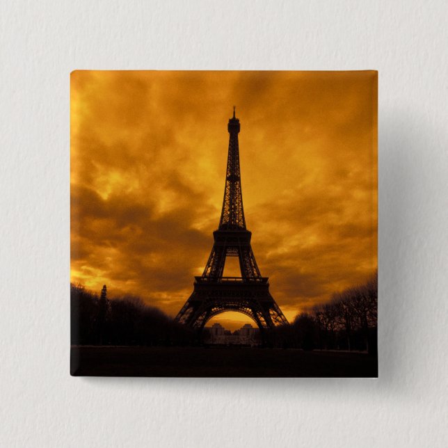EU, France, Paris.  Eiffel Tower. Pinback Button (Front)