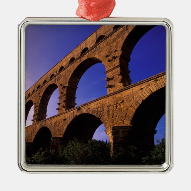 EU, France, Provence, Gard, Pont du Gard. 3 Metal Ornament (Front)