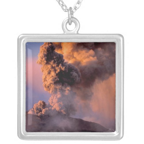 EU Italy Sicily Mt Etna summit vent Silver Plated Necklace